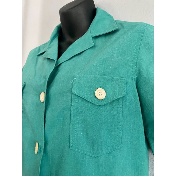 Vintage Jack Winter Short Sleeves Shirt Top in Green size S 6 retro 70s Women's - Picture 6 of 10